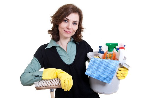 Local cleaners carrying out a deep clean in a Belgravia townhouse